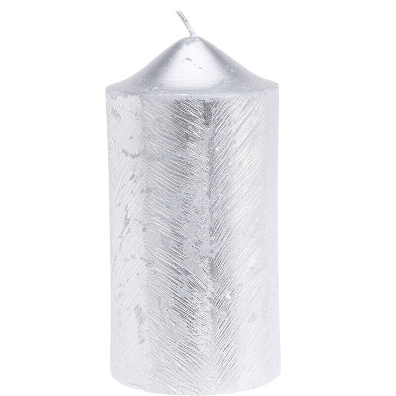 Home Styling Collection Dekorační svíčka s metalickým vzorem, 7 x 14 cm stříbrná