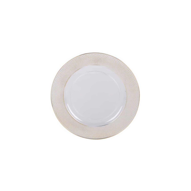 Home Styling Collection Průhledný talíř s zlatým dekorem, Ø 33 cm bílá