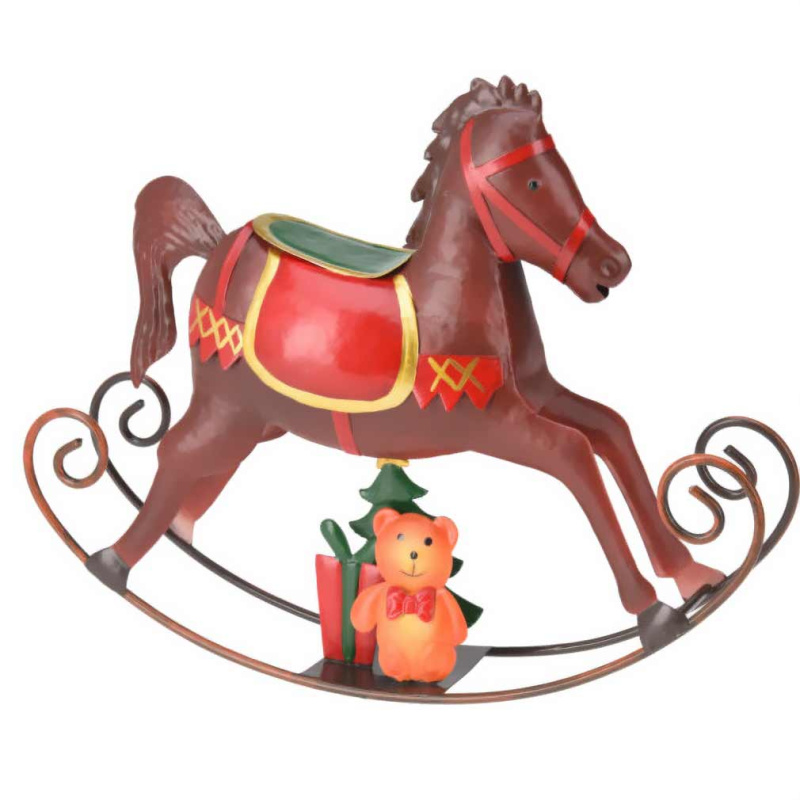 Home Styling Collection Kovový houpací koník, vánoční figurka 34 cm, hnědý hnědá