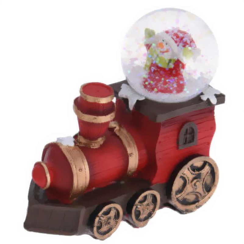 Home Styling Collection Vánoční vozidlo se sněžnou koulí, vlak červená