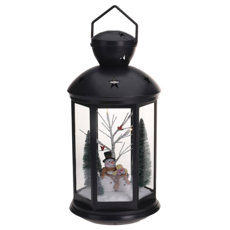 Home Styling Collection Lucerna se sváteční scénou, 43 cm černá