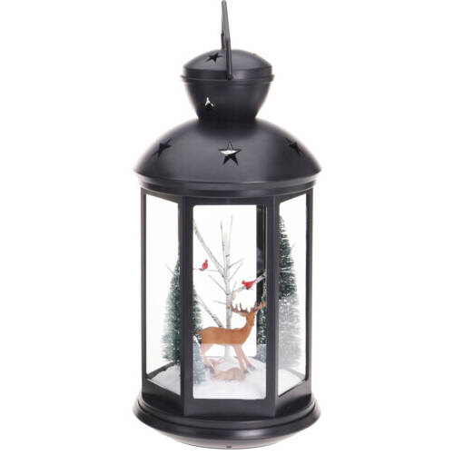 Home Styling Collection Lampion se sváteční scénou, 43 cm černá