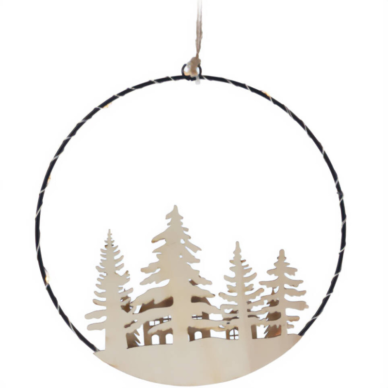 Home Styling Collection Dekorativní vánoční LED k zavěšení, chalupa, Ø 20 cm béžová
