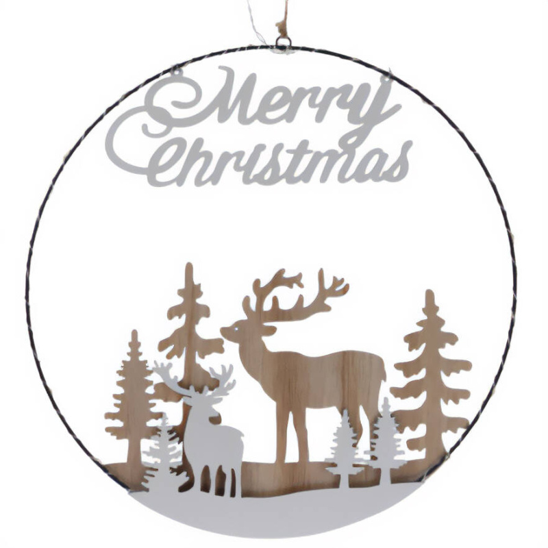 Home Styling Collection Dekorativní vánoční LED k zavěšení s nápisem MERRY CHRISTMAS , Ø 40 cm béžová