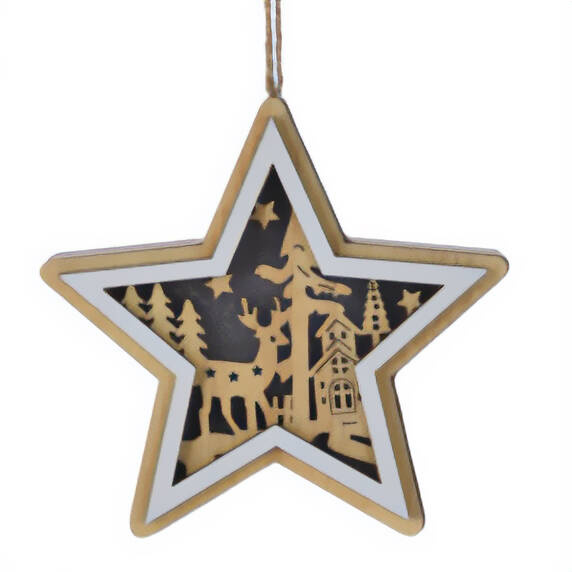 Home Styling Collection Dřevěná vánoční dekorace k zavěšení, 12 cm béžová