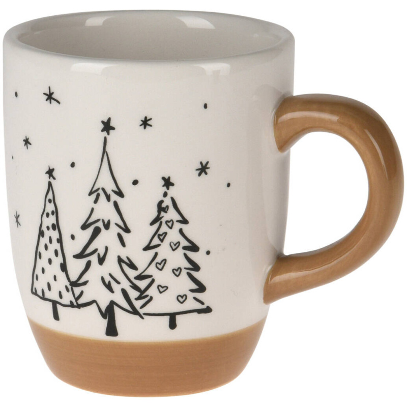 Home Styling Collection Zimní hrnek s motivem vánočních stromků, 330 ml bílá