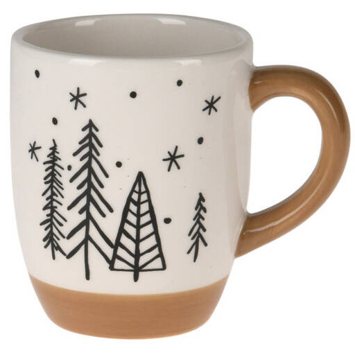 Home Styling Collection Zimní hrnek s motivem vánočních stromků, 330 ml bílá