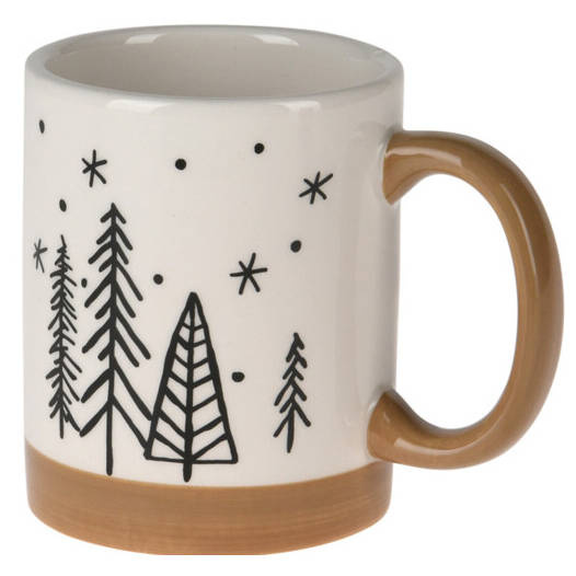 Home Styling Collection Zimní hrnek s uchem s motivem vánočních stromků, 250 ml bílá
