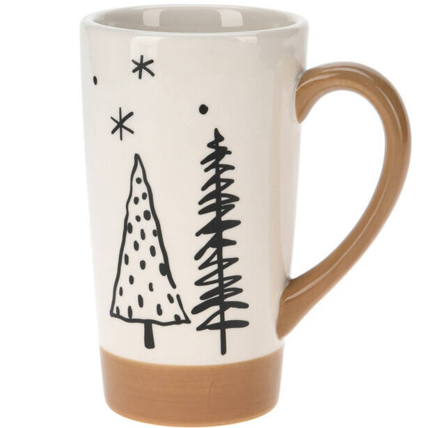 Home Styling Collection Velký zimní hrnek s motivem vánočních stromků, 520 ml bílá