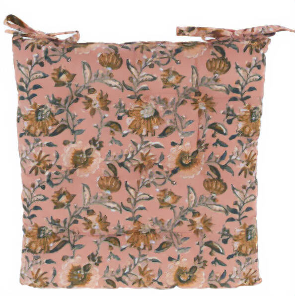 Home Styling Collection Sedací polštář, květinový vzor, ​​100% bavlna, 40 x 40 cm růžová