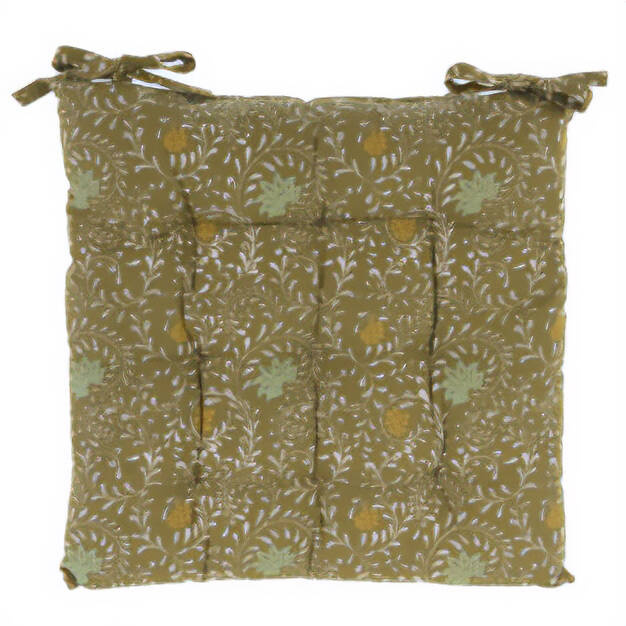 Home Styling Collection Sedací polštář, květinový vzor, ​​100% bavlna, 40 x 40 cm zelená