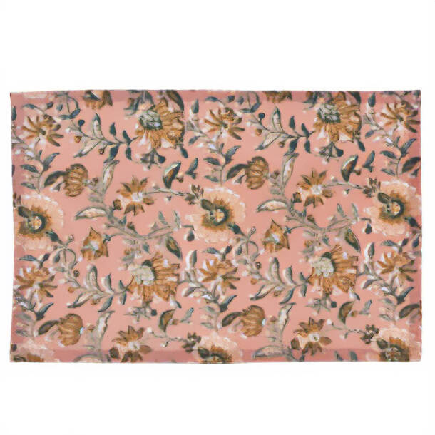 Home Styling Collection Bavlněná podložka pod talíř, květinový vzor, 45 x 30 cm růžová