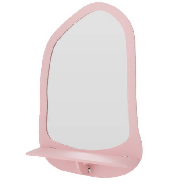 Home Styling Collection Zrcadlo do dětského pokoje z pohodlnou poličkou na hračky, 40 x 11 x 60 cm růžová
