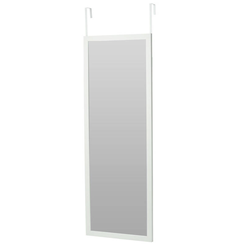 Home Styling Collection Velké nástěnné zrcadlo na dveře, rám MDF, 34 x 94 cm bílá
