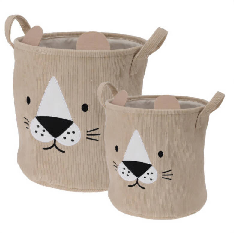 Home Styling Collection Úložné koše na hračky CUTIE s ušima, manšestrové, 2 ks hnědá