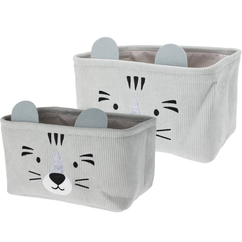 Home Styling Collection Úložné koše na hračky CUTIE s ušima, manšestrové, 2 ks šedá