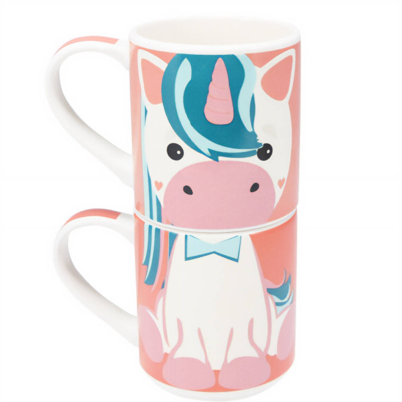 Siaki Dárková sada: 2 porcelánové hrnky pro děti, 2 x 265 ml vícebarevná