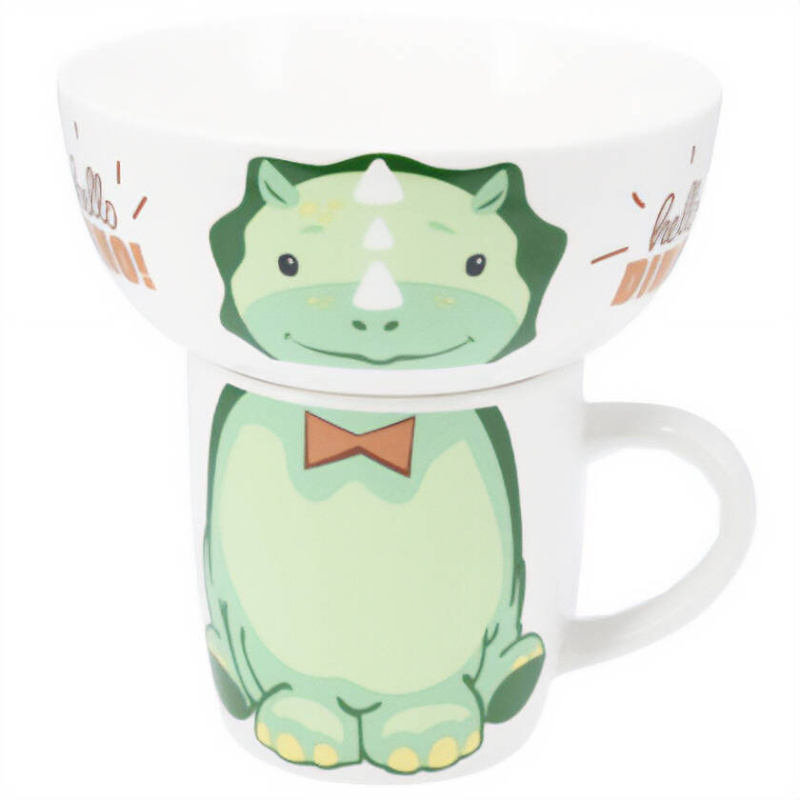 Siaki Dárková sada pro dítě: porcelánová miska a hrnek, 600 ml + 360 ml vícebarevná 89885