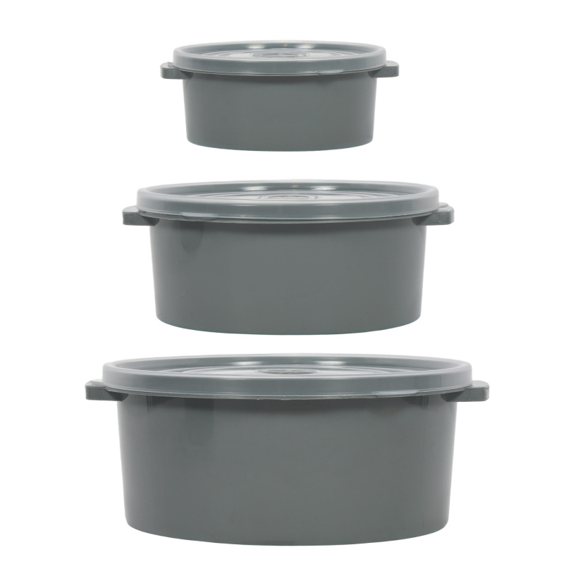 EH Excellent Houseware Mikrovlnné nádoby na potraviny, kulaté, 3 různé velikosti, šedé šedá 89929