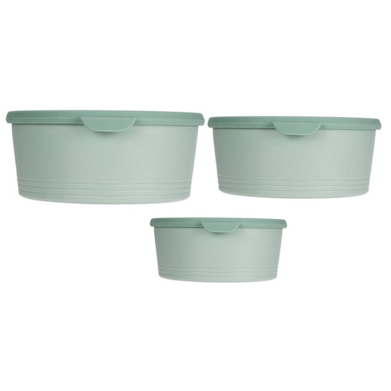 EH Excellent Houseware Kulaté plastové dózy na potraviny, 3 kusy různých velikostí zelená