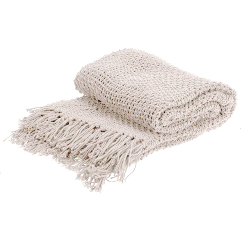 Home Styling Collection Bavlněný přehoz na postel s třásněmi, 130 x 170 cm, bílý bílý