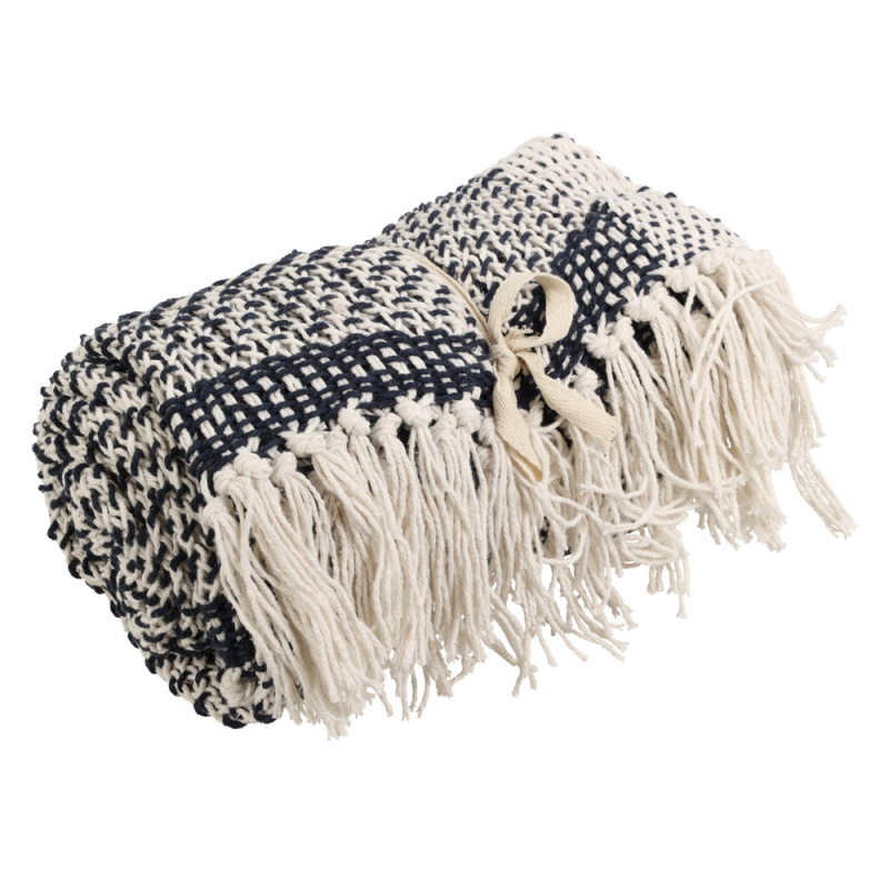 Home Styling Collection Bavlněný přehoz na postel, 130 x 170 cm, černý, melanž černá