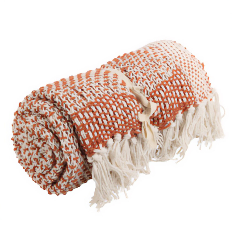 Home Styling Collection Bavlněný přehoz na postel, 130 x 170 cm, oranžový, melanž oranžová
