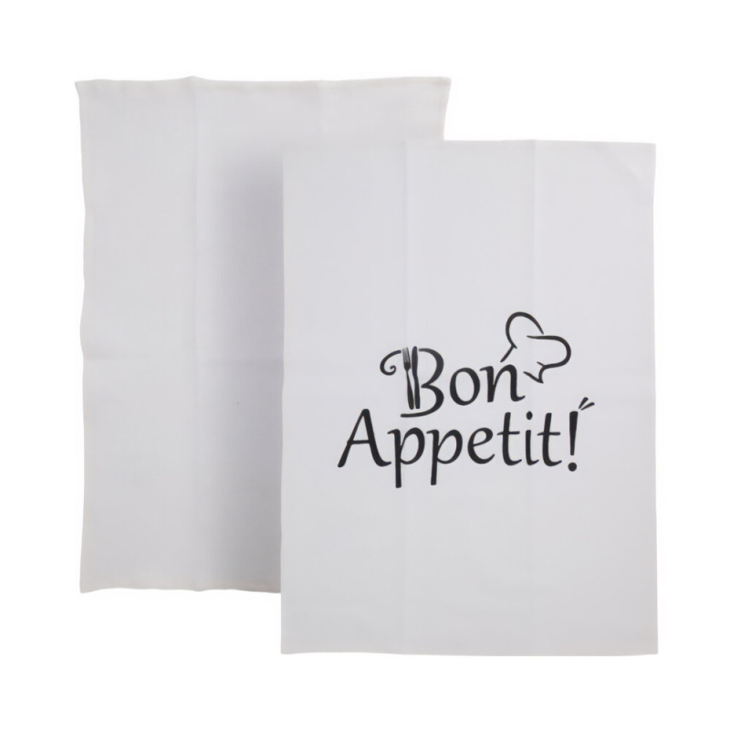 Home Styling Collection Bavlněné utěrky s potiskem, 2 ks, 70 x 45 cm, bílé bílý