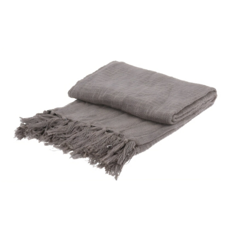 Home Styling Collection Přehoz na postel s třásněmi, 130 x 170 cm, šedá šedá