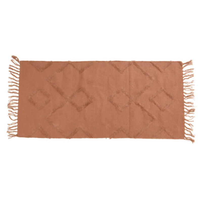 Home Styling Collection Bavlněný koberec s třásněmi, 70 x 140 cm, oranžový oranžová