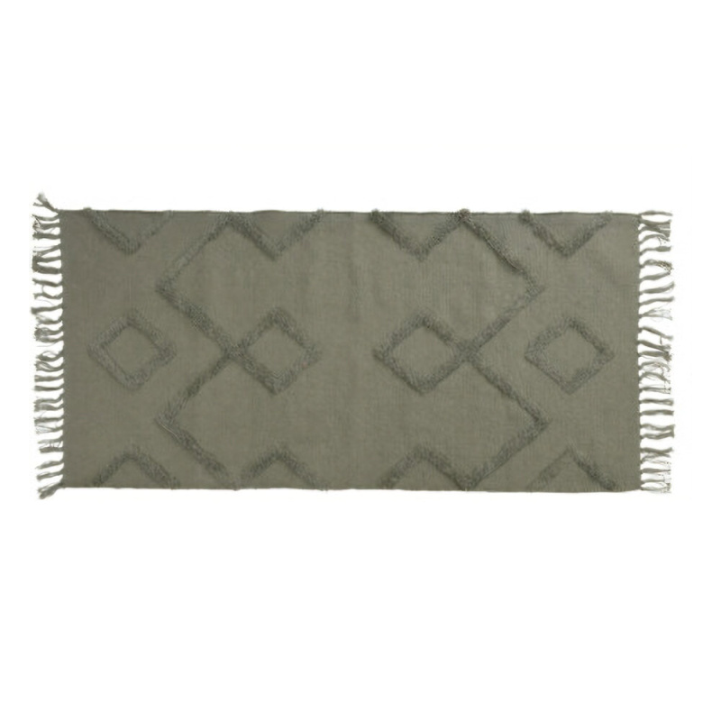 Home Styling Collection Bavlněný koberec s třásněmi, 70 x 140 cm, zelený zelený