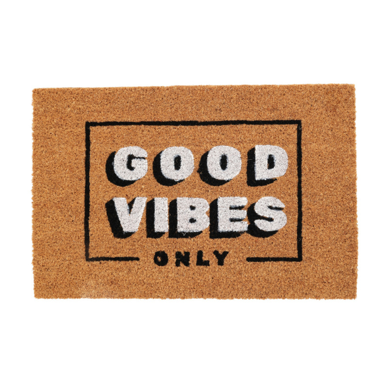 Home Styling Collection Kokosová rohožka s nápisem GOOD VIBES, 59 x 39 cm hnědý