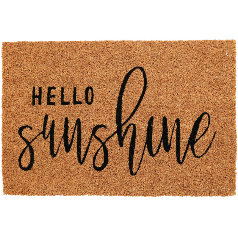 Home Styling Collection Kokosová rohožka s nápisem HELLO SUNSHINE, 59 x 39 cm hnědý