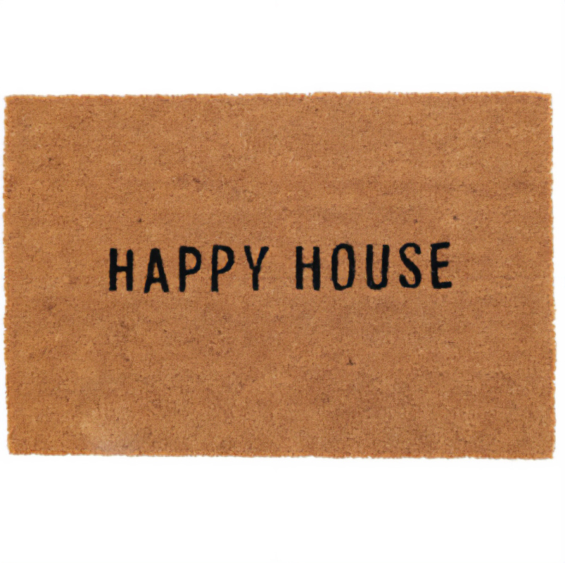 Home Styling Collection Kokosová rohožka s nápisem HAPPY HOUSE, 59 x 39 cm hnědý