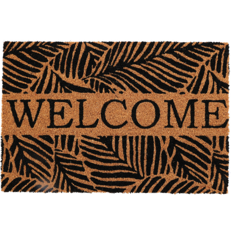Home Styling Collection Rohožka s rostlinným motivem a nápisem WELCOME, 59 x 39 cm hnědý