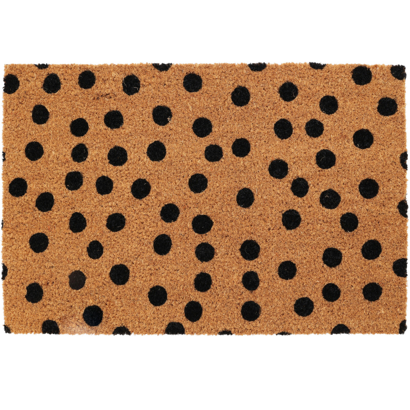 Home Styling Collection Vzorovaná rohožka z kokosového vlákna, 59 x 39 cm, tečky hnědý