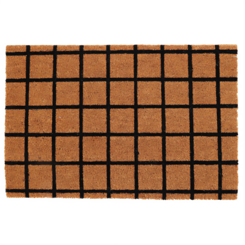 Home Styling Collection Vzorovaná rohožka z kokosového vlákna, 59 x 39 cm, kostkovaný vzor hnědý