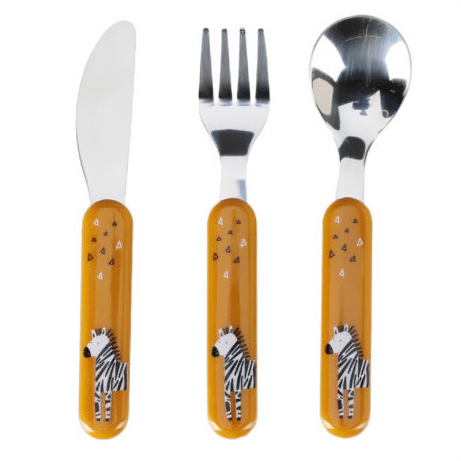 EH Excellent Houseware Dětská sada příborů s plastovou rukojetí, 3 kusy, zebra vícebarevný