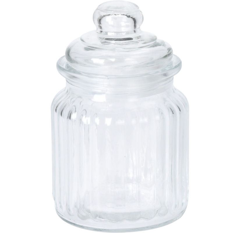EH Excellent Houseware Žebrovaná nádoba s víkem transparentní