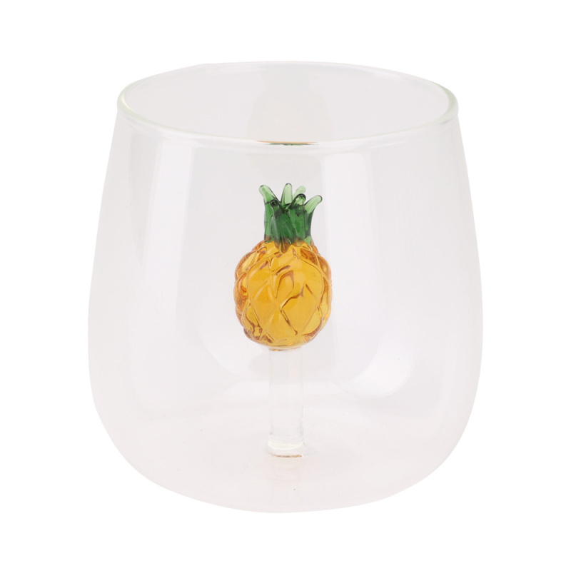 EH Excellent Houseware Sklenice s figurkou, 400 ml, ananas transparentní
