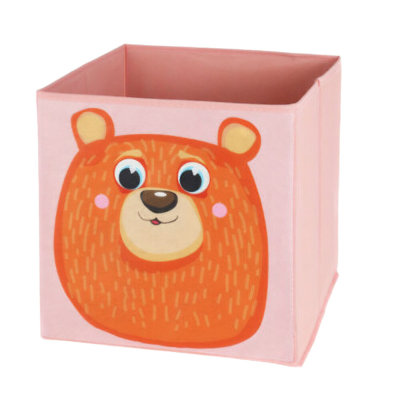 Storagesolutions Textilní úložný box na hračky, 30 x 30 x 30 cm, medvídek vícebarevný
