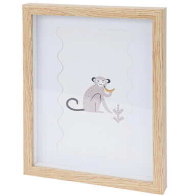 Home Styling Collection Obraz v rámu do dětského pokoje, 28 x 22,5 cm, opice hnědý