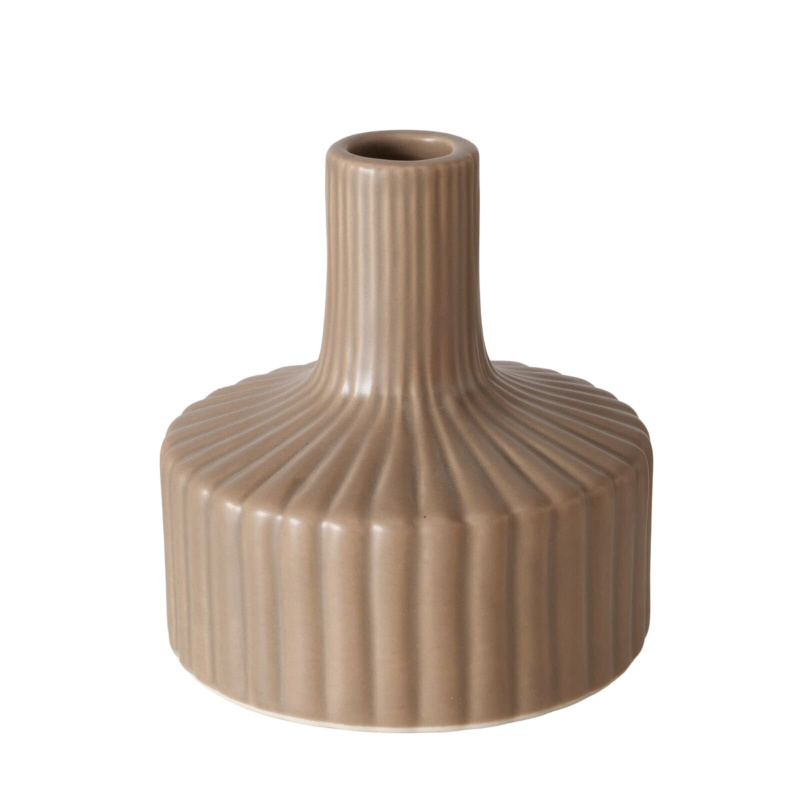Boltze Pruhovaná váza LIBELLY, 11 cm, nude barva hnědá