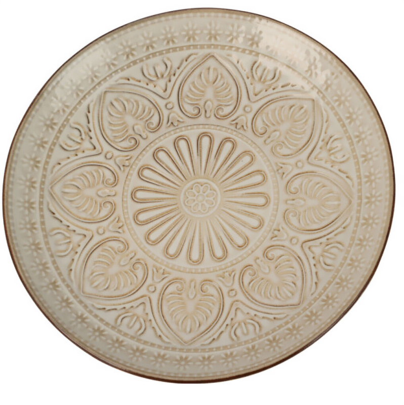EH Excellent Houseware Keramický talíř se vzorem, Ø 26,5 cm, béžový béžová