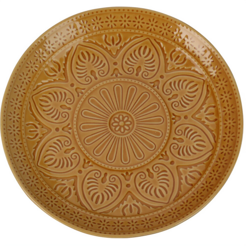 EH Excellent Houseware Keramický talíř se vzorem, Ø 26,5 cm, hnědý hnědý