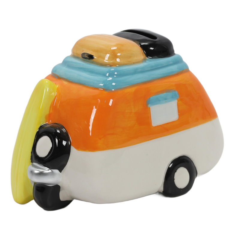 Home Styling Collection Barevná keramická pokladnička s cestovním motivem, oranžová vícebarevný