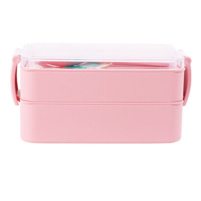 EH Excellent Houseware Dvouvrstvý svačinový box, 18 x 10 x 8,5 cm, růžový růžový