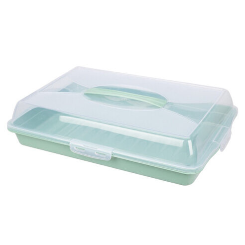 EH Excellent Houseware Plastový box s víkem na koláč, 44 x 31 x 10 cm, zelený zelený