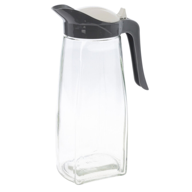 EH Excellent Houseware Skleněný džbán s černým víkem, 1,5l šedá