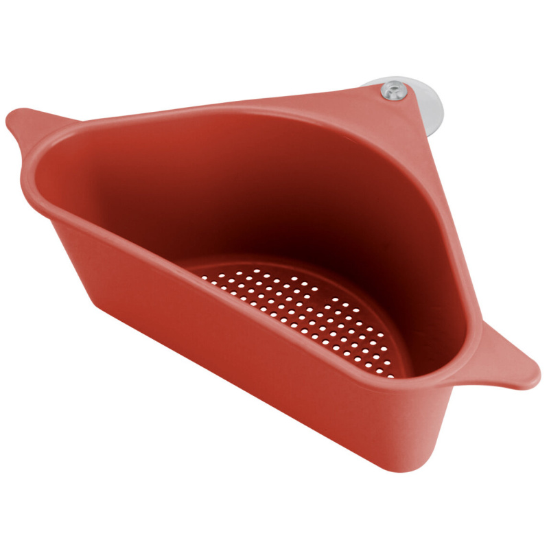 EH Excellent Houseware Rohový odkapávač do dřezu, cedník, červený červený